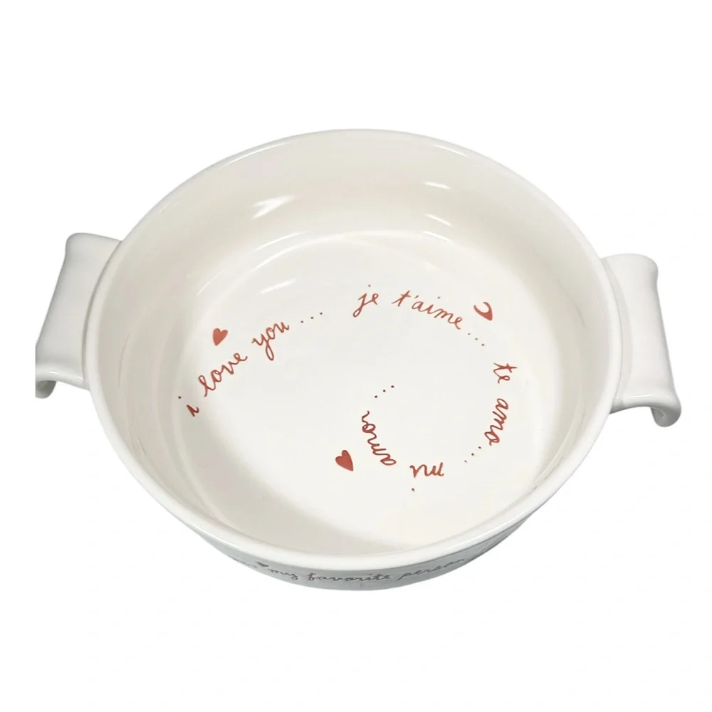 NEW Rae Dunn VALENTINE LOVE NOTES Round Casserole Dish with Handles